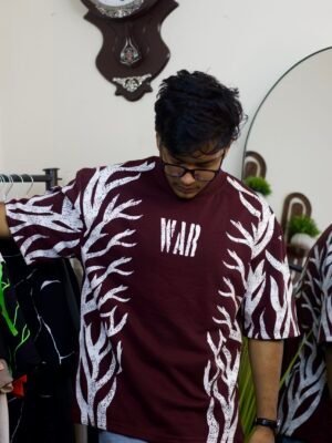 Men's War Print Maroon Oversize T-Shirt