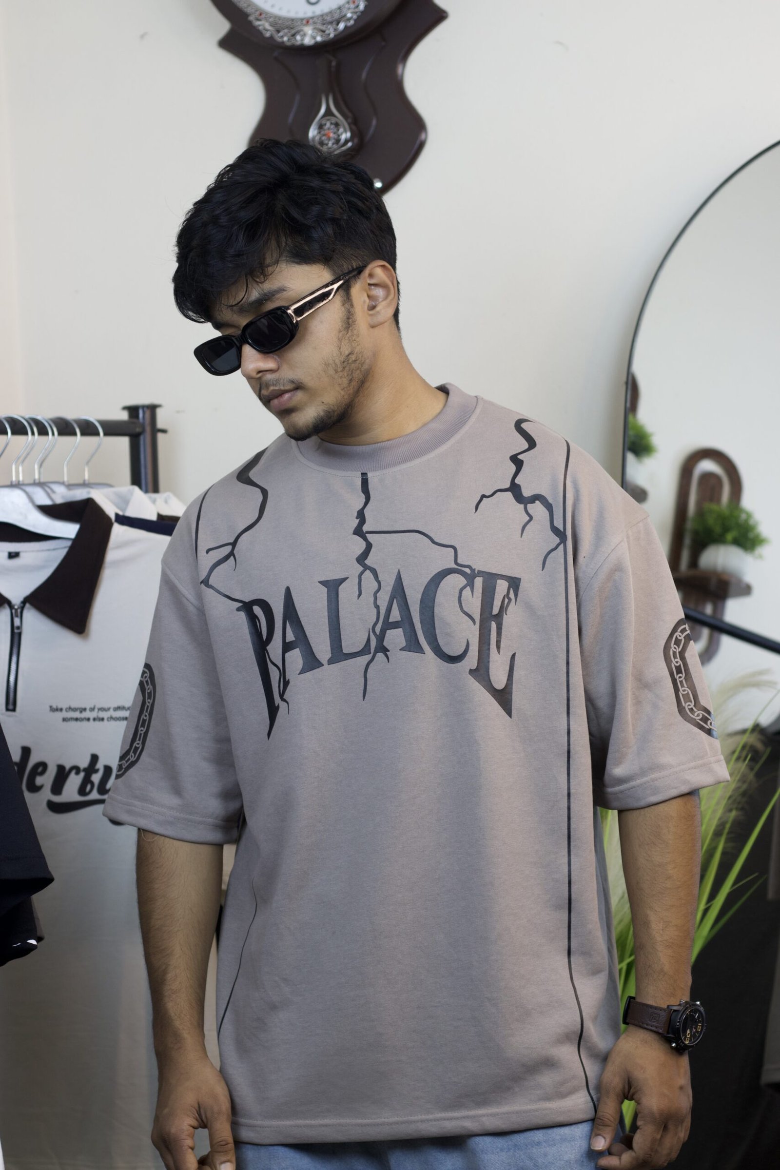 Palace drop shoulder t-shirt gray colour