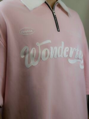 Oversized baby pink polo shirt - XL