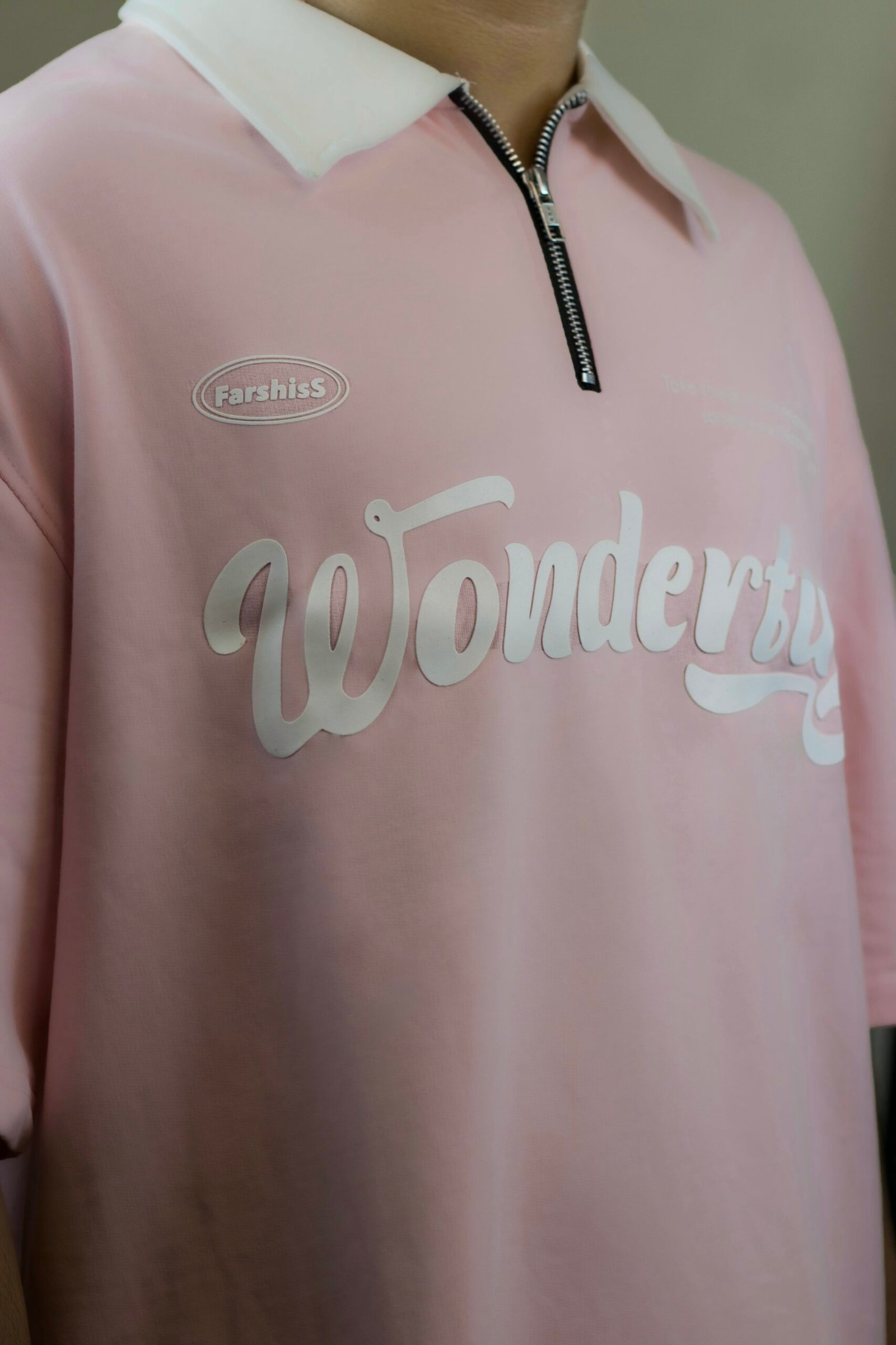 Oversized baby pink polo shirt - Image 2