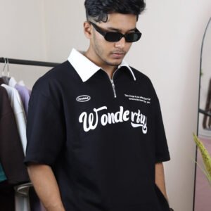 Oversized black polo shirt