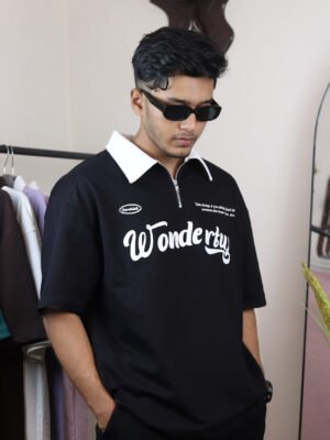 Oversized black polo shirt