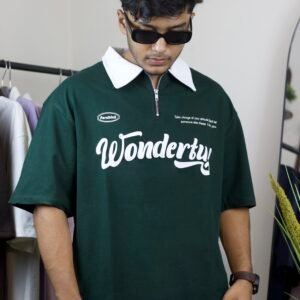 Oversized green polo shirt