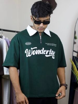 Oversized green polo shirt