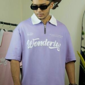 Oversized lavender polo shirt