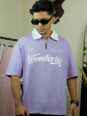 Oversized lavender polo shirt