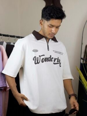 Oversized off white polo shirt