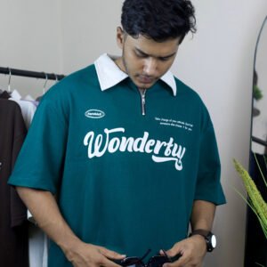 Oversized sea green polo shirt