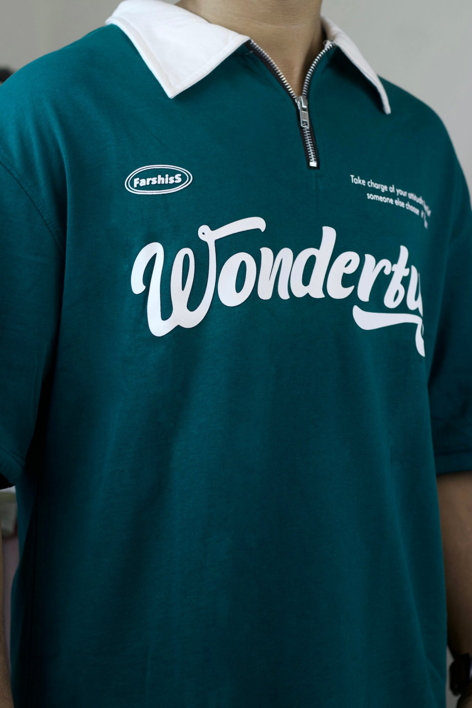 Oversized sea green polo shirt - Image 2