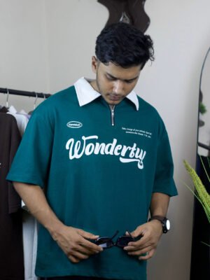 Oversized sea green polo shirt