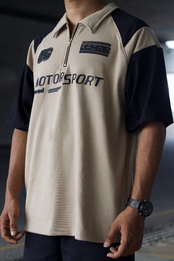 Oversized Racing Polo MOTOR SPORT Oversized polo shirt (Khaki and Black) – FarshisS